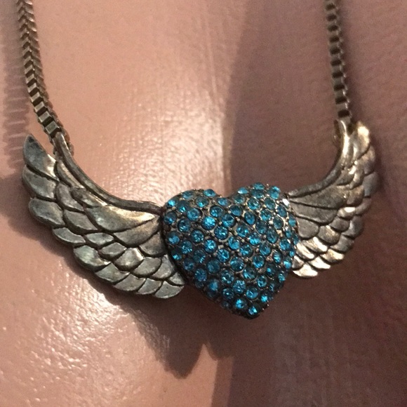 Blueheart wing angel necklace Betsey Johnson N34